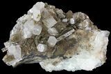 Columnar Calcite Crystal Cluster on Fluorite - China #164002-2